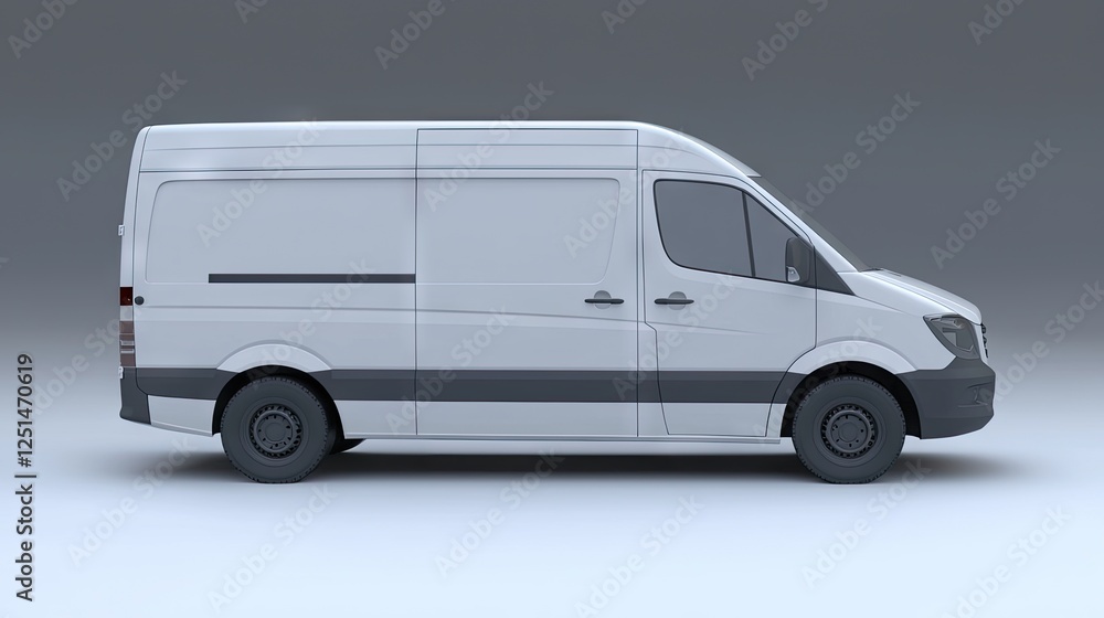 White van, side view, studio shot, blank space for branding White van, side view, studio shot, blank space for branding