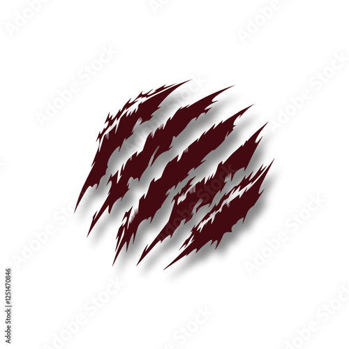 animal Claw  mark vector. Claws beast ripped mark  with shadow vector.