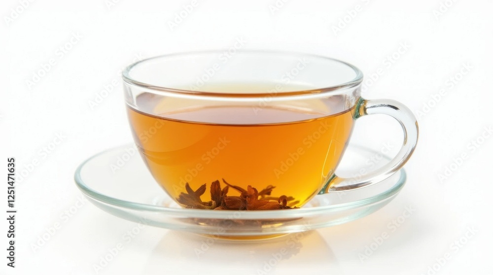 Transparent Cup of Herbal Tea Isolated on White Background Transparent Cup of Herbal Tea Isolated on White Background
