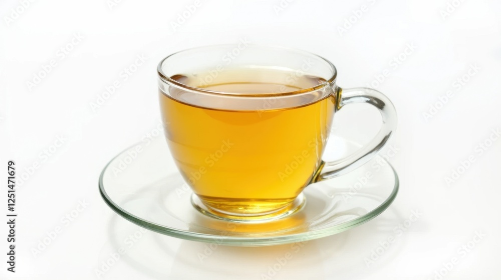 Transparent Cup of Herbal Tea Isolated on White Background Transparent Cup of Herbal Tea Isolated on White Background