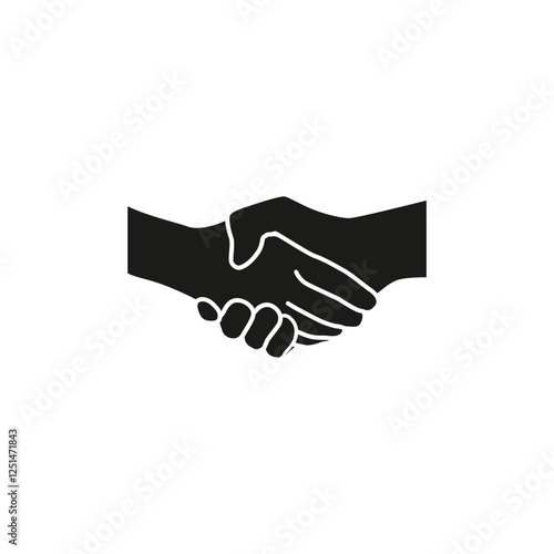 Simple Handshake icon vector, agreement, shake hand icon drawing in black and white.