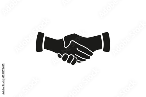 Simple Handshake icon vector, agreement, shake hand icon drawing in black and white.