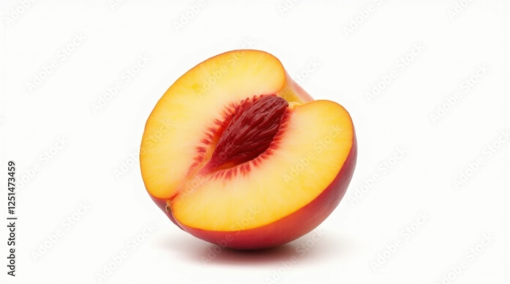 Ripe Peach Slice Isolated on White Background Ripe Peach Slice Isolated on White Background