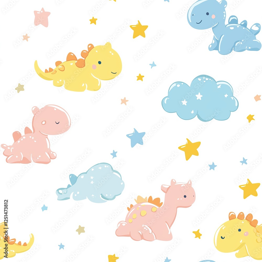 Seamless pattern design playful baby dinosaur, watercolor safari animals, cute baby zebra, lion, tiger Seamless pattern design playful baby dinosaur, watercolor safari animals, cute baby zebra, lion, tiger