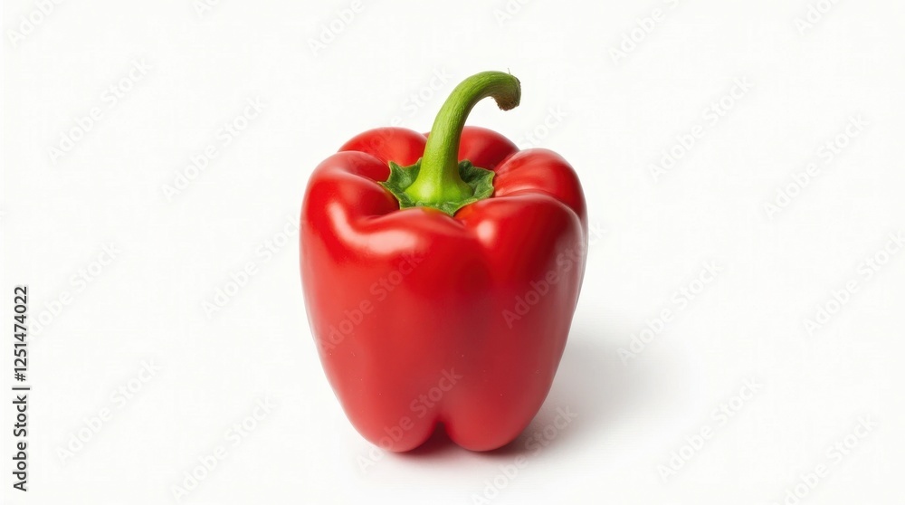 Single Fresh Red Bell Pepper Isolated on White Background Single Fresh Red Bell Pepper Isolated on White Background