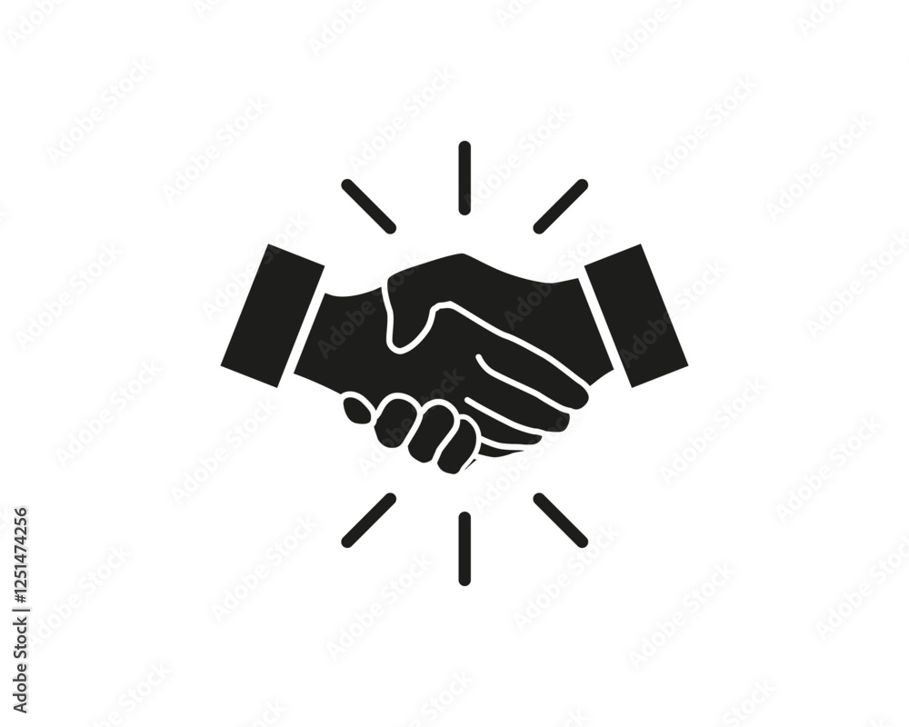 Simple Handshake icon vector, agreement, shake hand icon drawing in black and white. Simple Handshake icon vector, agreement, shake hand icon drawing in black and white.