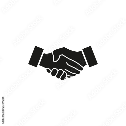 Simple Handshake icon vector, agreement, shake hand icon drawing in black and white.