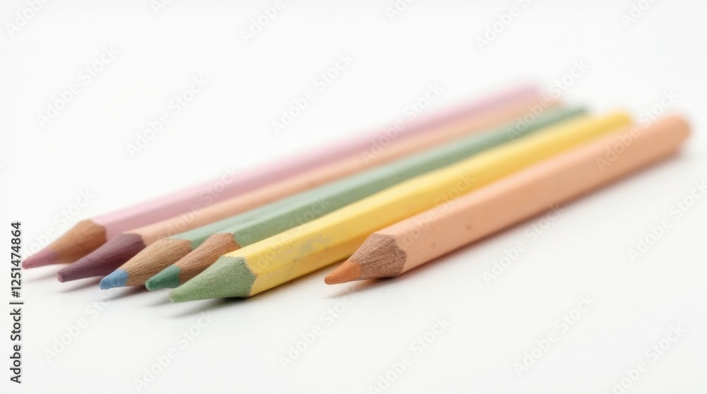 Pastel Colored Pencils Isolated on White Background Pastel Colored Pencils Isolated on White Background