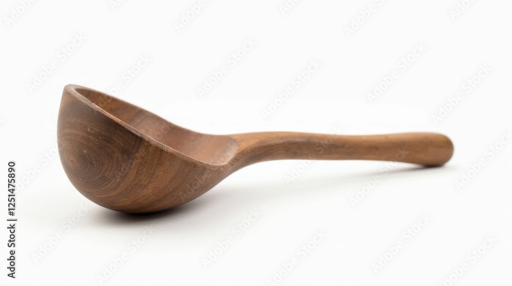 Rustic Wooden Ladle Isolated on White Background