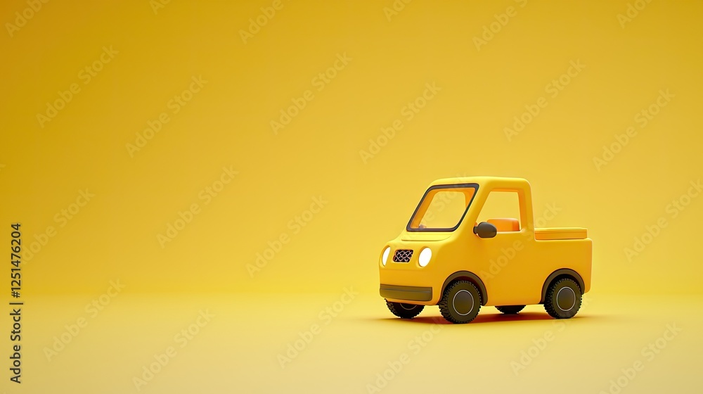 Minimalist cartoon pickup truck on a yellow background Minimalist cartoon pickup truck on a yellow background