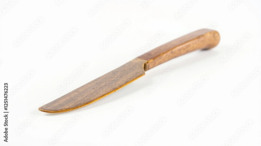 Rustic Wooden Bread Knife Isolated on White Background Rustic Wooden Bread Knife Isolated on White Background