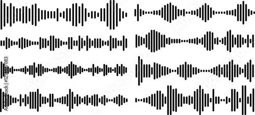 Voice message equalizer set. Audio voice line with dotted lines.