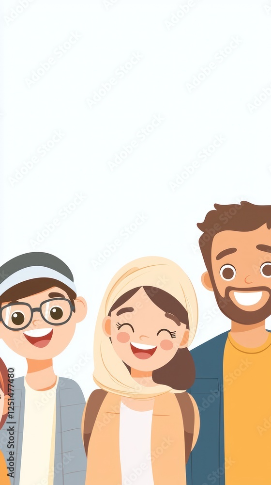 Fototapeta premium Diverse group of smiling people, standing together, happy, community, friendly