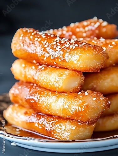 Crispy golden zalabia dessert, deep-fried Middle Eastern treat, ideal for culinary stock images. photo