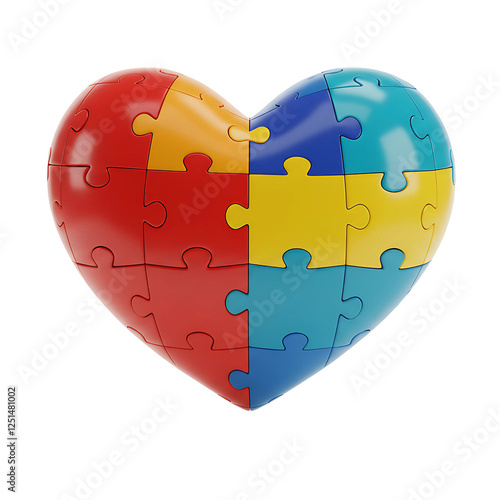 Colorful 3D Puzzle Heart Cutout photo