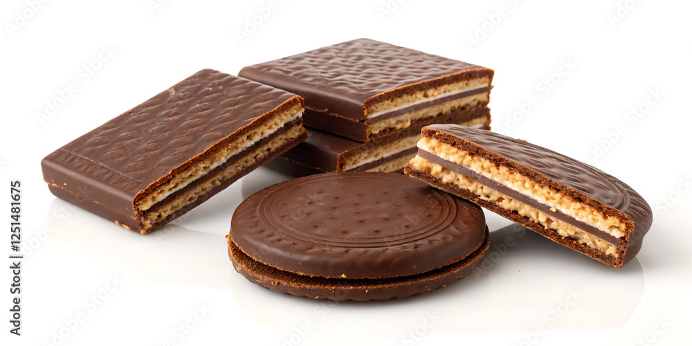 Stack of Chocolate Wafers Against White Background
Stack of Chocolate Wafers Against White Background