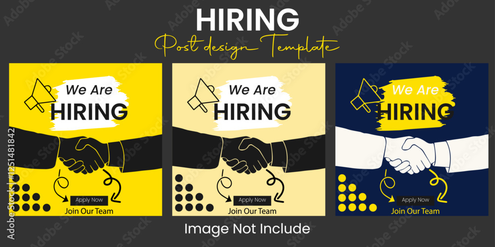 Fototapeta premium We are hiring job vacancy web banner and social media post template We Are Hiring Banner for Businesses.Hiring Now Social Media Post Design, We are hiring job vacancy square web banner.