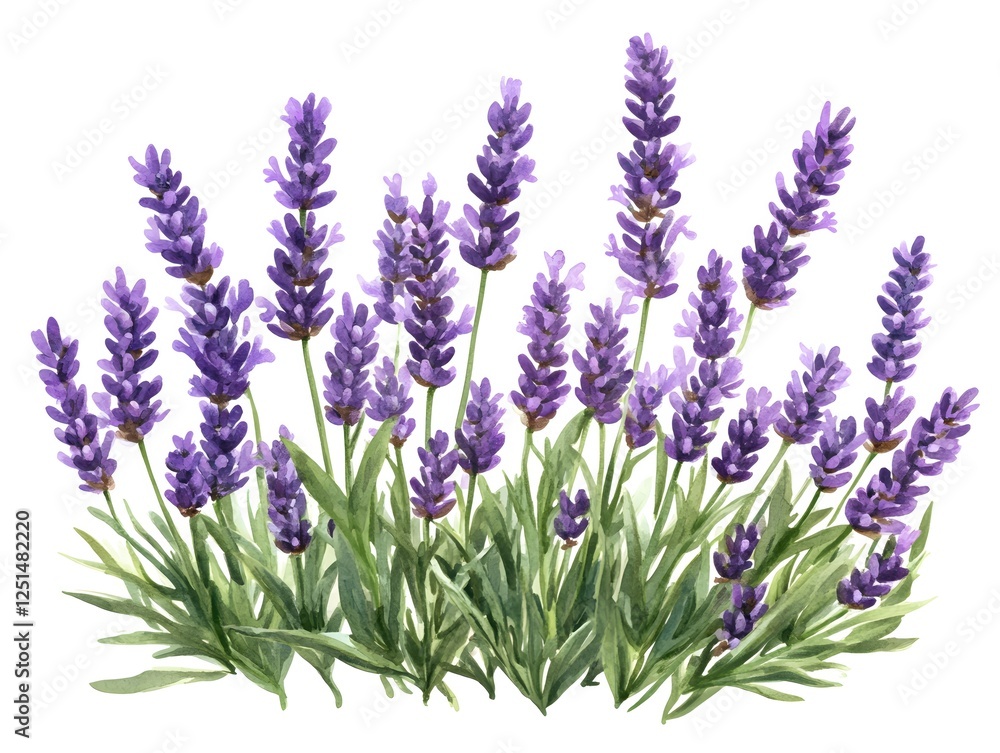 Fototapeta premium Watercolor Lavender Field Illustration Romantic Floral Design for Home Decor and Invitation