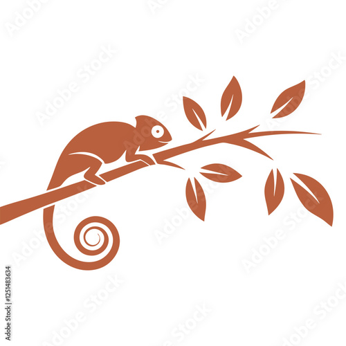 a chameleon whose tail and body transition into colorful leaves