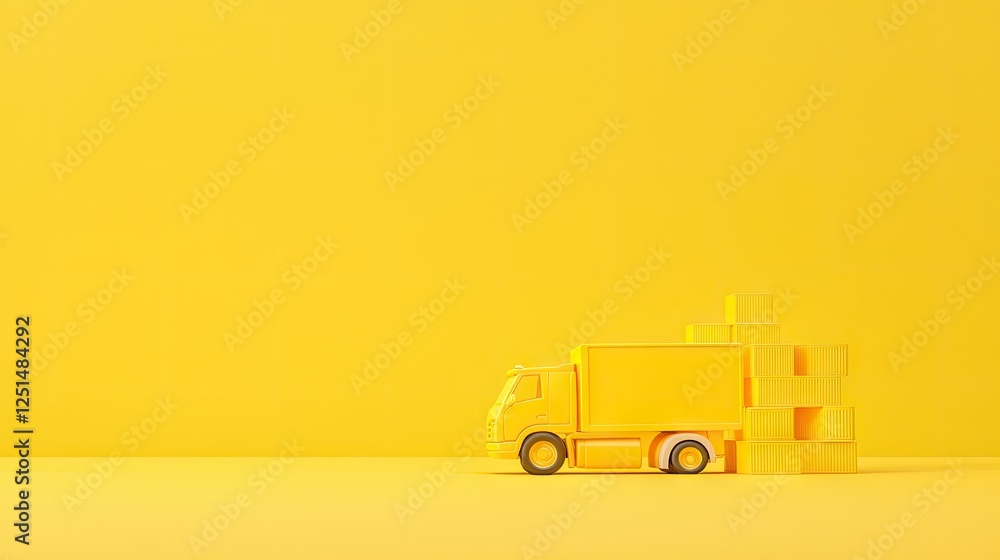 Yellow truck with boxes on a yellow background Yellow truck with boxes on a yellow background