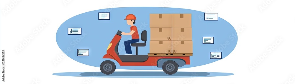 Delivery Person with Packages, Logistics Illustration Delivery Person with Packages, Logistics Illustration
