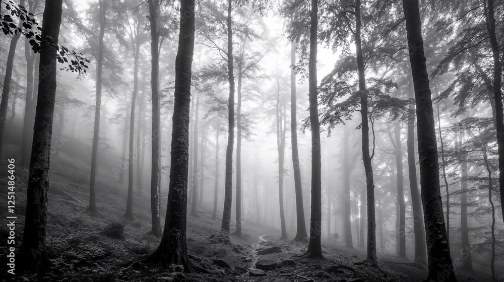 Fototapeta premium fog through trees in forest