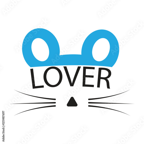 cat lover typography bkue head.
