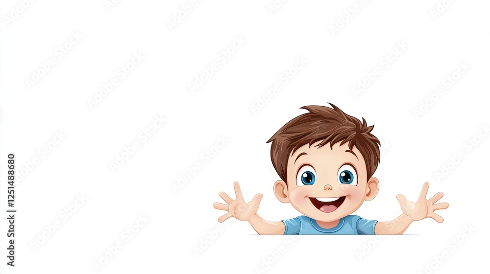 Happy child looking out, cheerful expression, blank space for text Happy child looking out, cheerful expression, blank space for text
