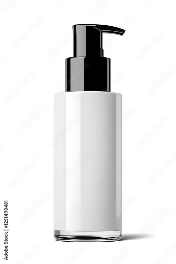 Cosmetic serum pump white bottle, dispenser container mock up. Foundation cream jar, airless pump dispenser design isolated on white background Cosmetic serum pump white bottle, dispenser container mock up. Foundation cream jar, airless pump dispenser design isolated on white background