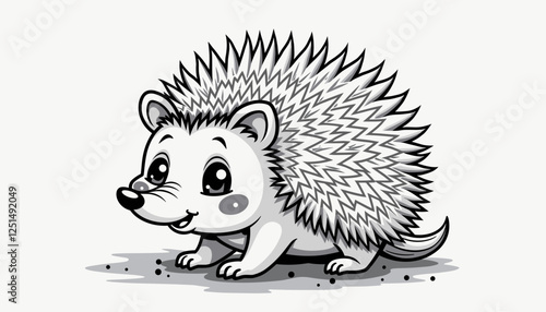 Cartoon hedgehog smiling on a light background