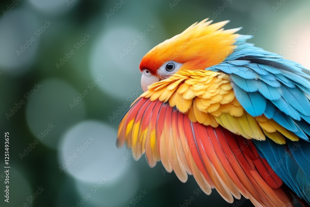Obraz premium Colorful parrot perched gracefully, showcasing vibrant plumage in a lush natural setting during daylight
