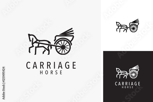 Horse carriage line logo symbol icon design illustration