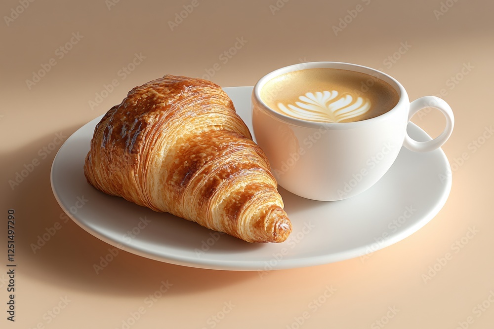 Golden Croissant and Latte Art A Perfect Pairing for a Delightful Morning Treat Golden Croissant and Latte Art A Perfect Pairing for a Delightful Morning Treat