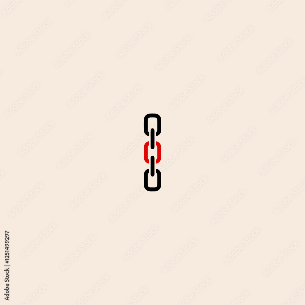 Metal chain parts icon flat vector design. Metal chain parts icon flat vector design.