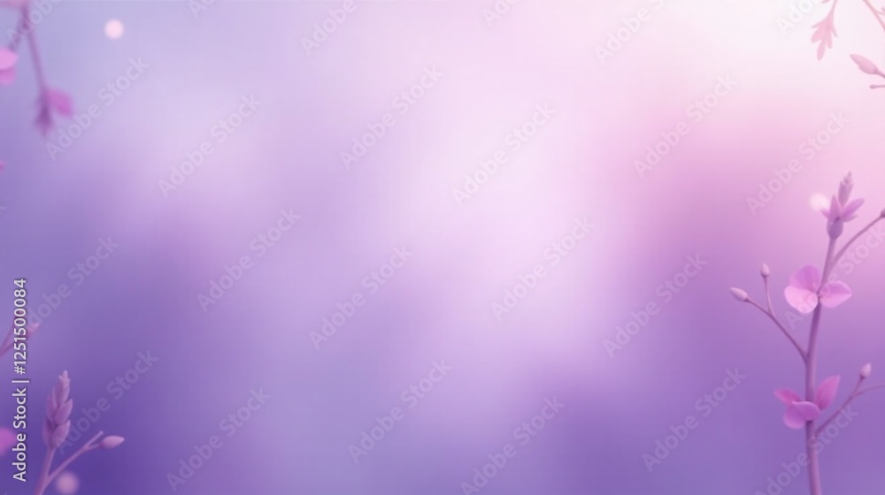 Fototapeta premium The image features a serene, soft-focus background adorned with delicate purple flowers, evoking a sense of tranquility and natural beauty.