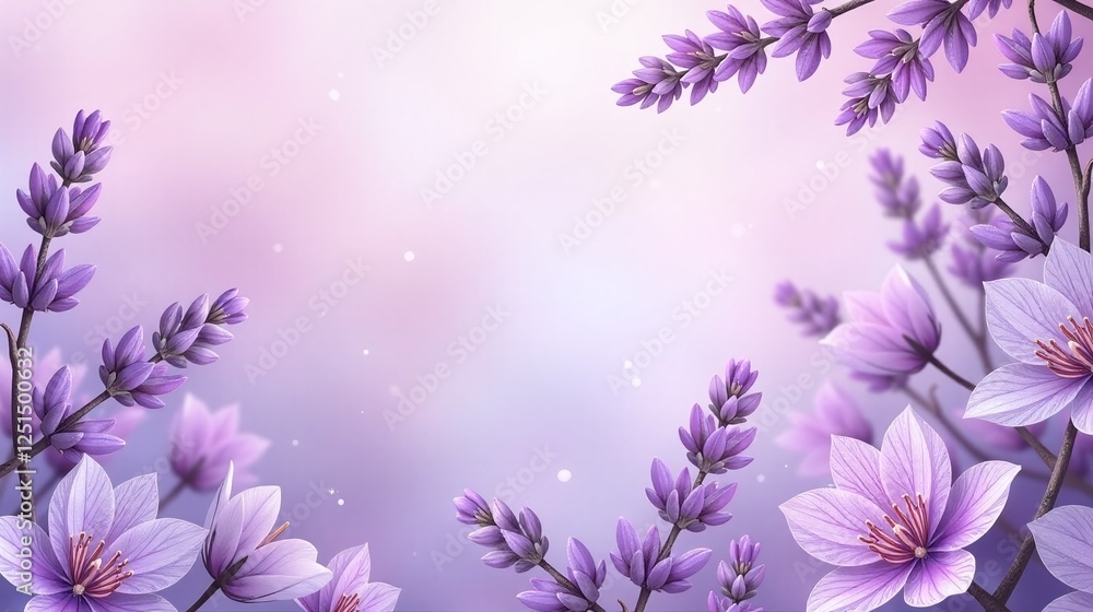 Elegant, delicate, and serene, the image portrays an enchanting display of lavender flowers against a soft, pastel background. Elegant, delicate, and serene, the image portrays an enchanting display of lavender flowers against a soft, pastel background.