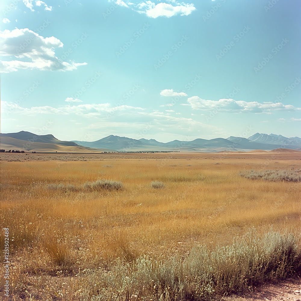Fototapeta premium golden wheat rustles gently below a sunset’s fiery clouds image