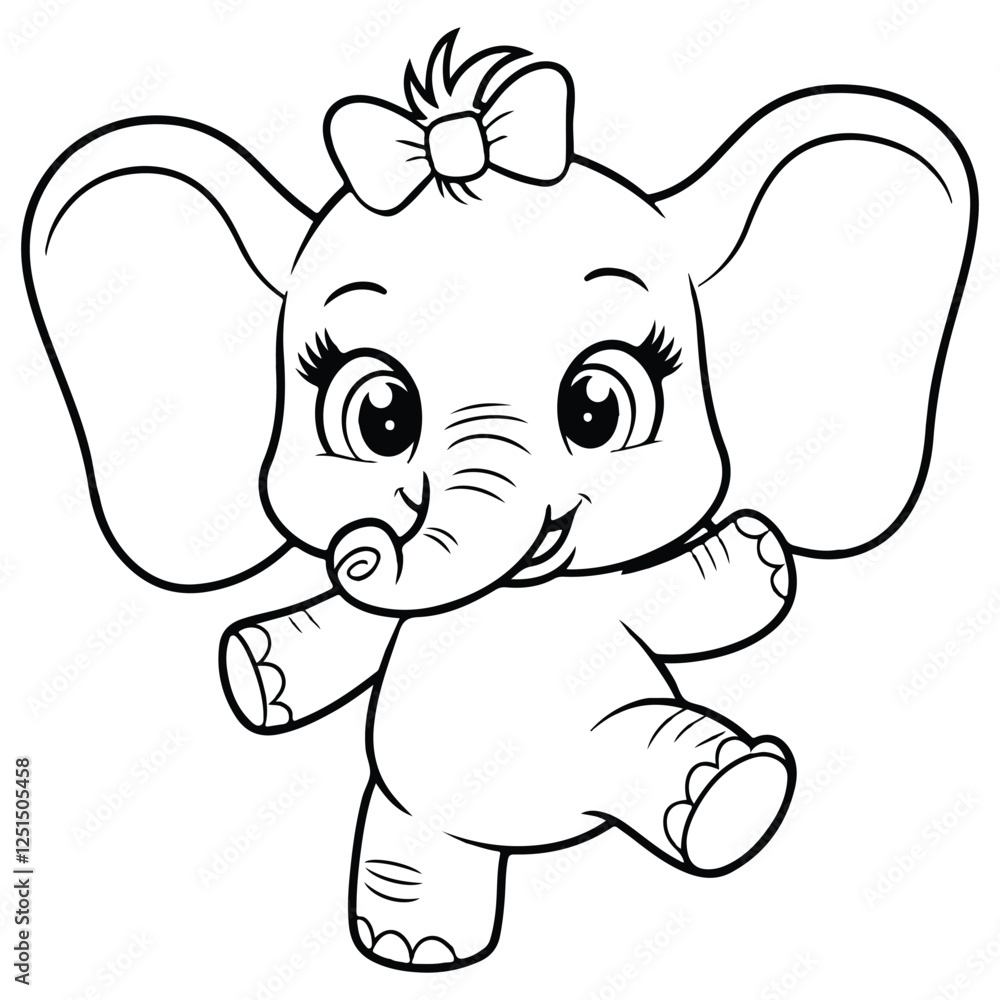 Naklejka premium Cute Baby Elephant coloring page