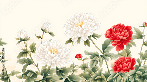 Chinese style peony blooms