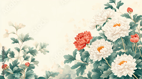 Fototapeta Naklejka Na Ścianę i Meble -  Chinese style peony blooms