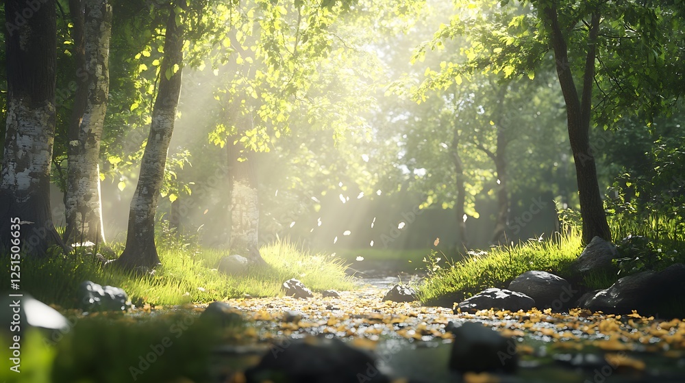 sunlight illuminates the lush greenery of the tropical jungle floor image sunlight illuminates the lush greenery of the tropical jungle floor image