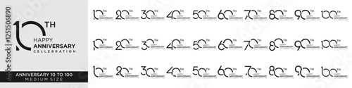 collection of creative number 10 to 100 logo designs. abstract number design vector illustration