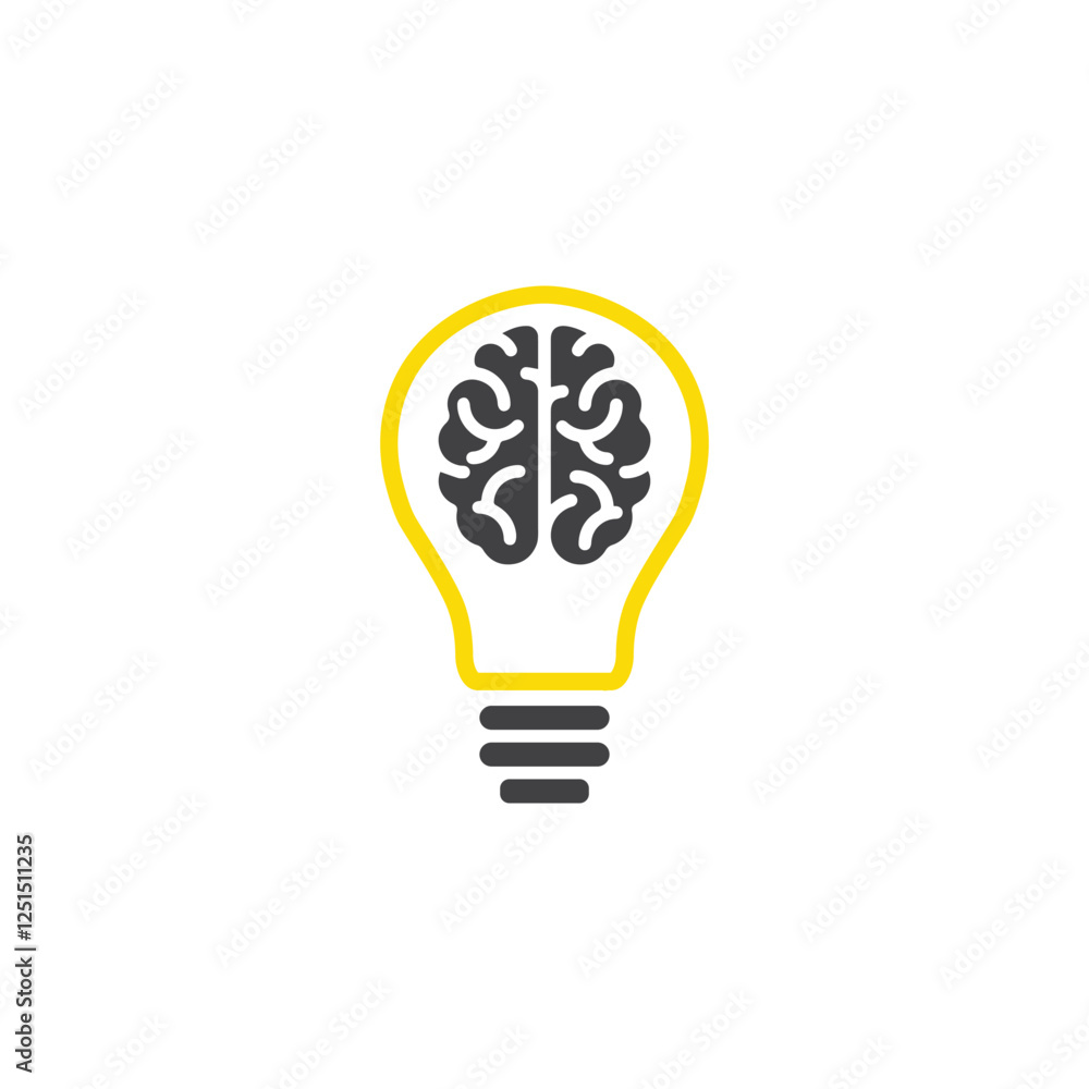 Creative lightbulb with brain logo, lightbulb icon. Creative lightbulb with brain logo, lightbulb icon.