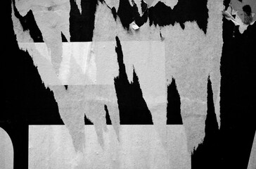 Old ripped torn blank black and white fly posters textures backgrounds grunge creased crumpled paper vintage collage placards empty space text