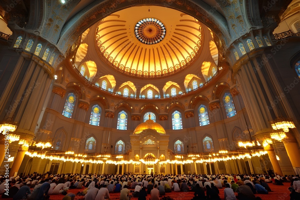 Obraz premium The most magnificent mosque welcomes Hari Raya Aidilfitri, depicting the symbol of unity and glory in every corner of the festive celebration