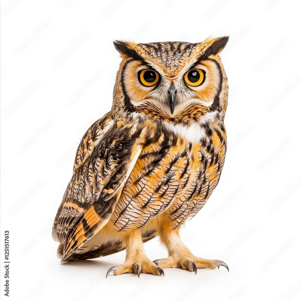 Obraz premium Realistic Photograph of an Owl on White Background for Stock Use