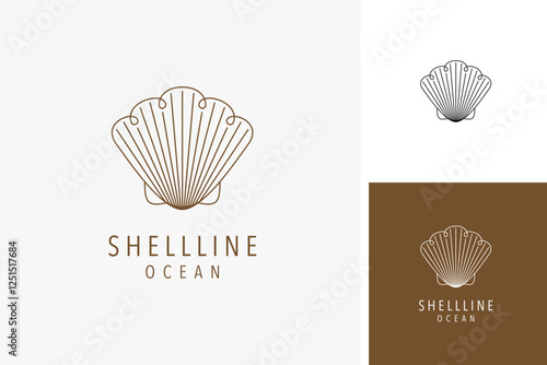 Shell line simple logo symbol icon design illustration