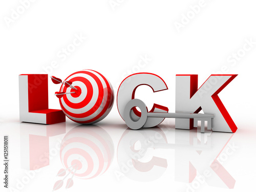 3d illustration Safety concept: text locked with target
