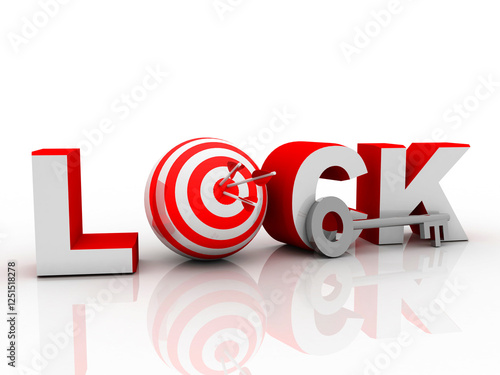 3d illustration Safety concept: text locked with target
