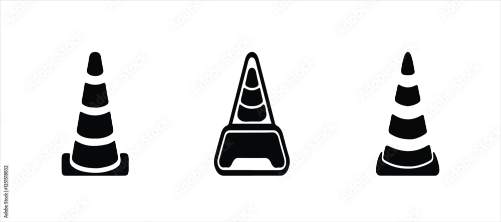 Traffic cone illustration on white background. traffic cone vector icon set. Traffic cone illustration on white background. traffic cone vector icon set.